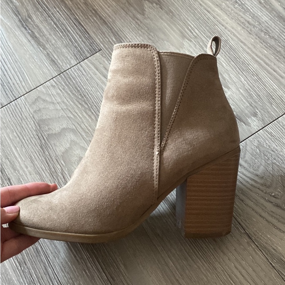 Tan suede booties